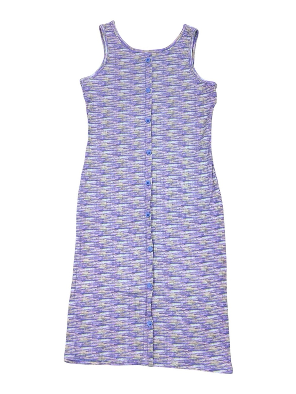 art class Lavender and Light Yellow Ribbed Button-Front Maxi Dress